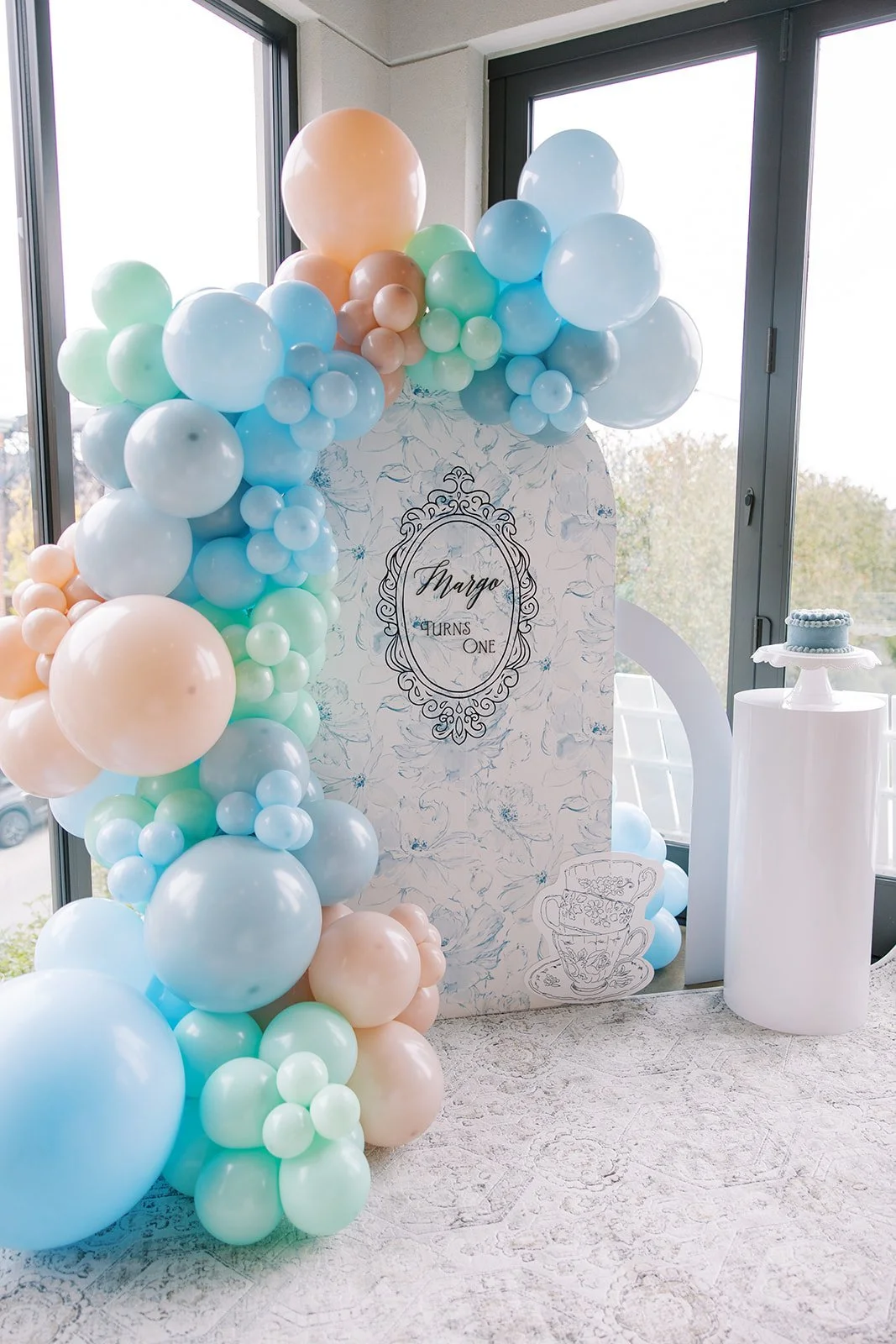 First Birthday Backdrop with Balloons.JPG
