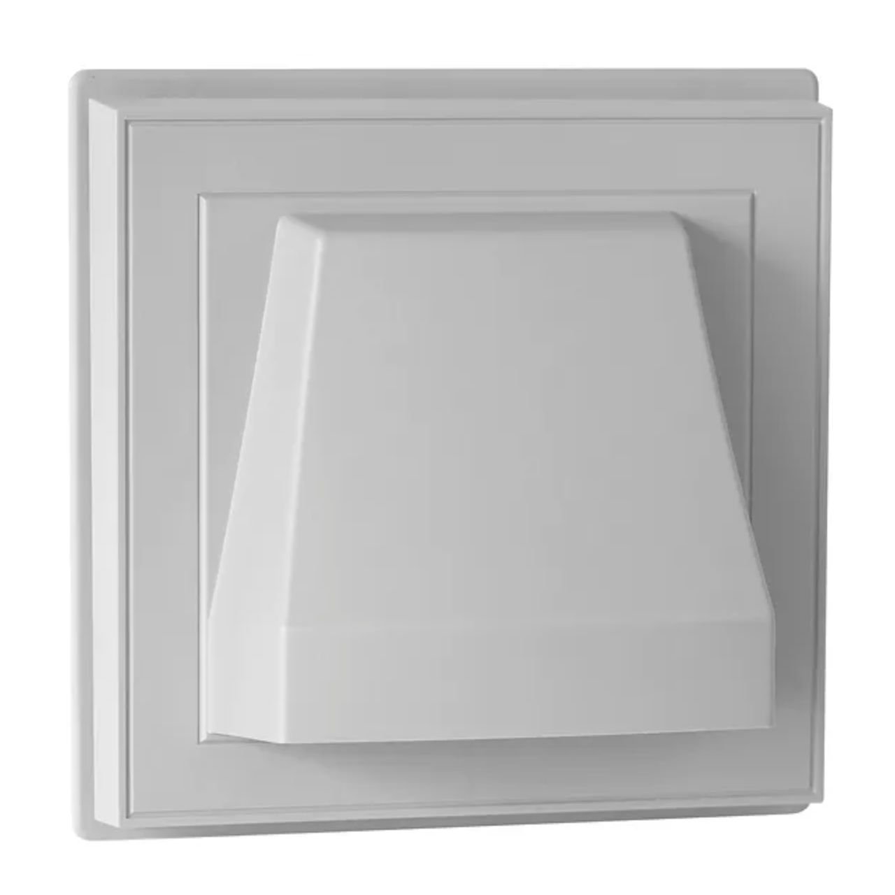 White ventilation grille or air vent cover with a sloped louvered design.