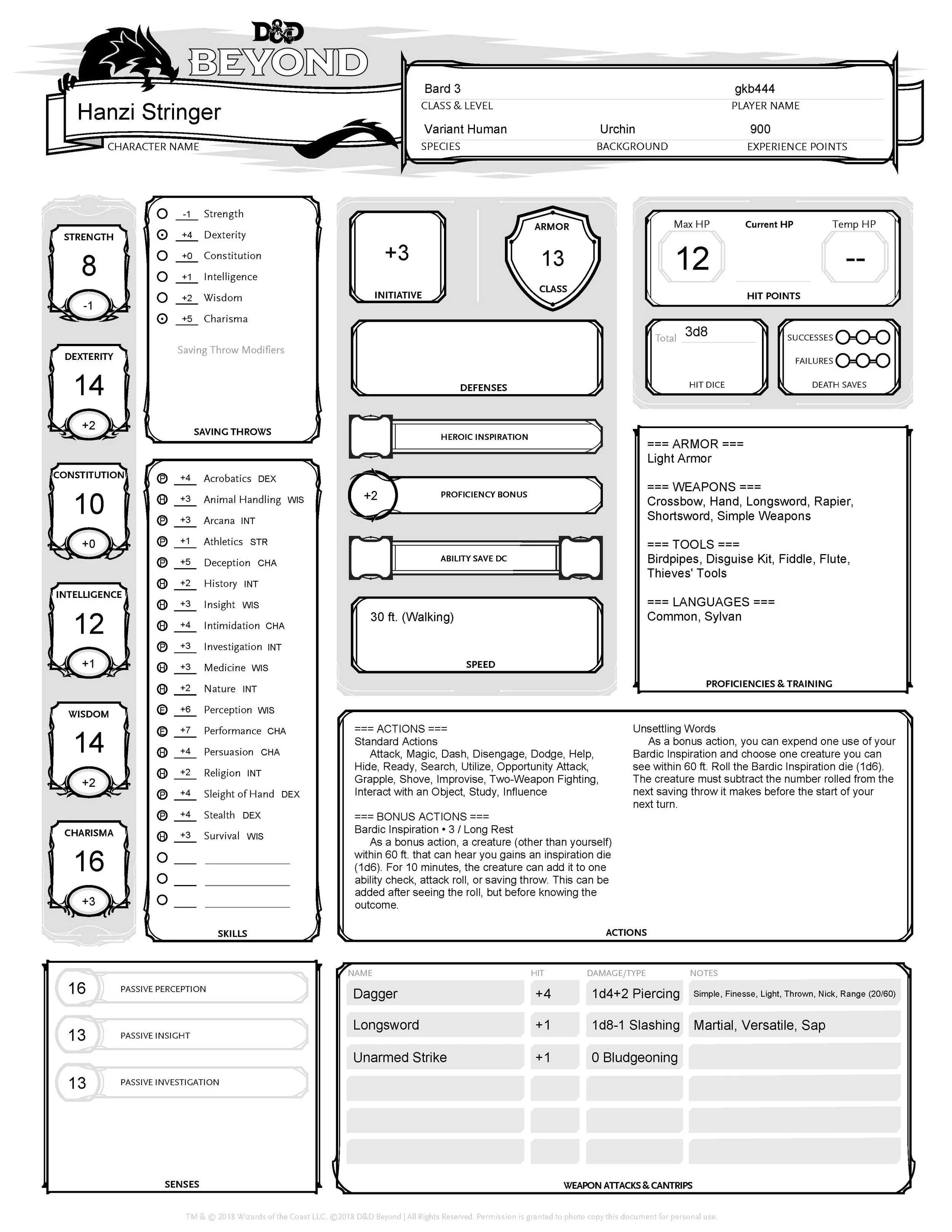 Custom Character Creation