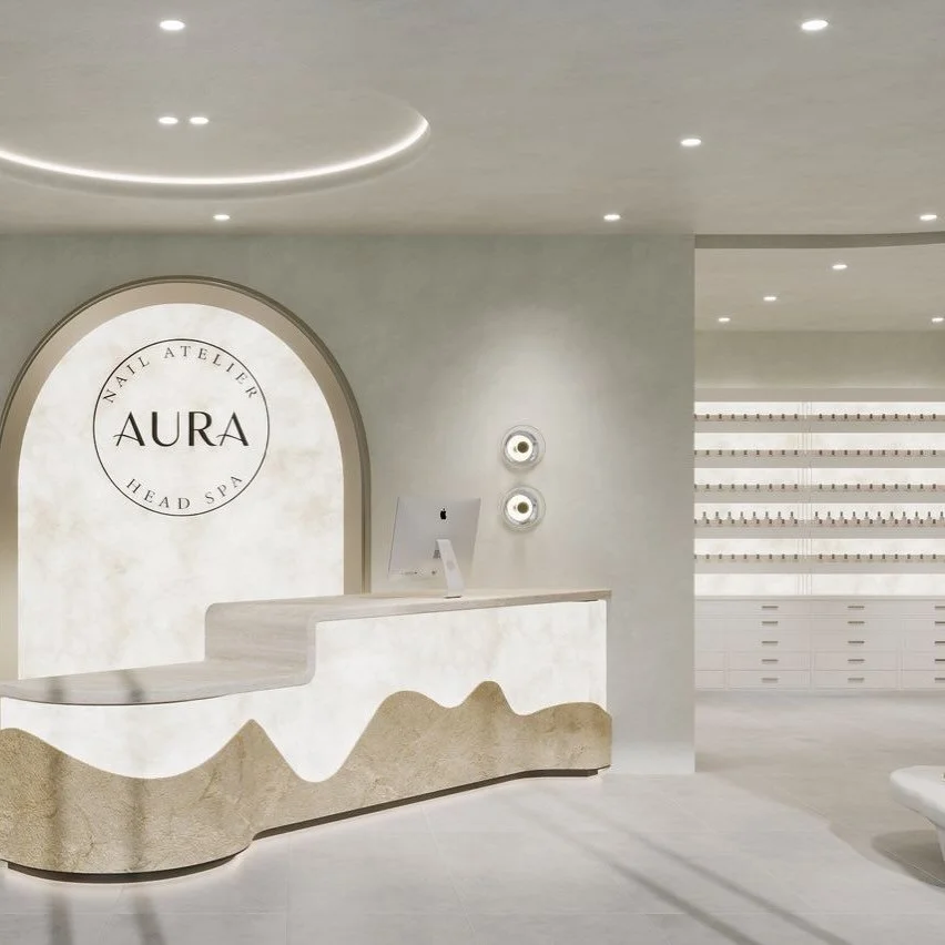 First look. Where silence meets stone. Aura is coming. #AuraAtelier #AuraHeadSpa #HeadSpa #Nails