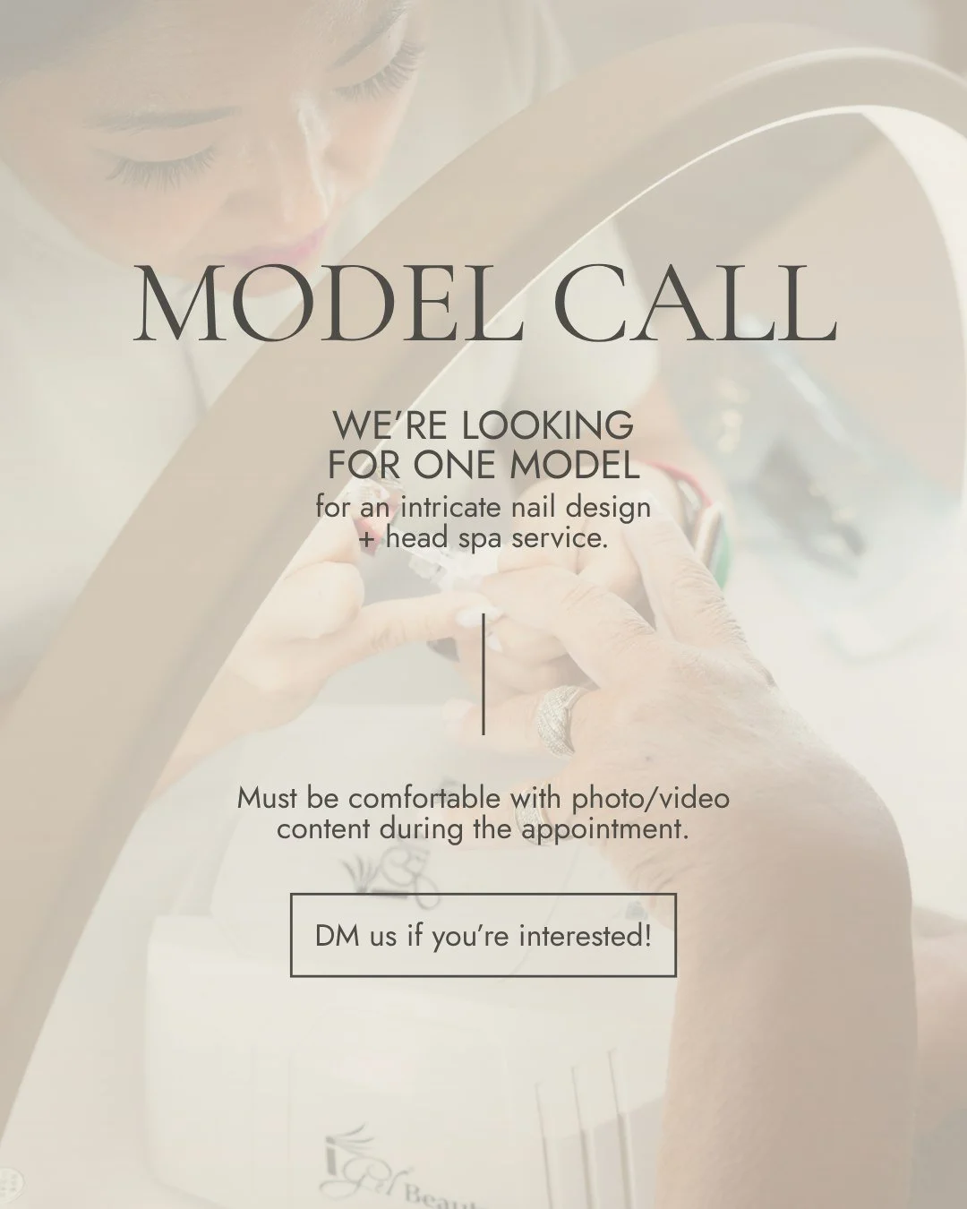 Love detailed nails and a little self-care moment? This one&rsquo;s for you!

We&rsquo;re looking for someone who&rsquo;s open to trying a more intricate nail design and experiencing our head spa while we capture content along the way.

If you&rsquo;