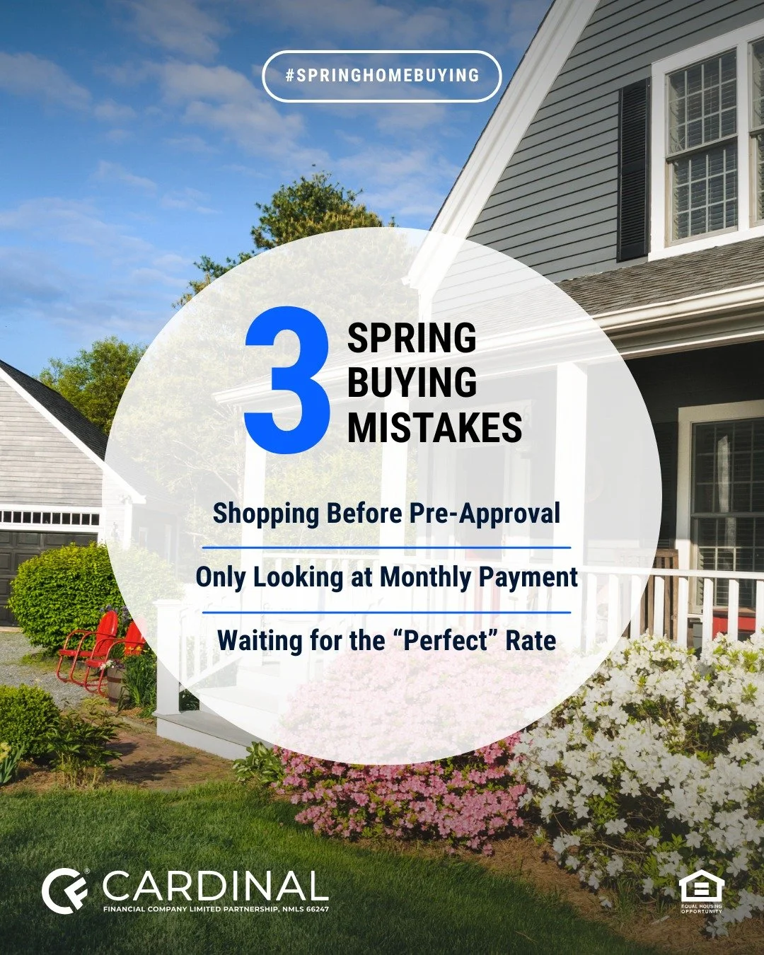 Spring buying season is in full swing. Here are the 3 mistakes we see every year:

1. Shopping for homes before getting pre-approved &rarr; You fall in love, then find out you don't qualify
2. Only looking at the monthly payment &rarr; Closing costs,