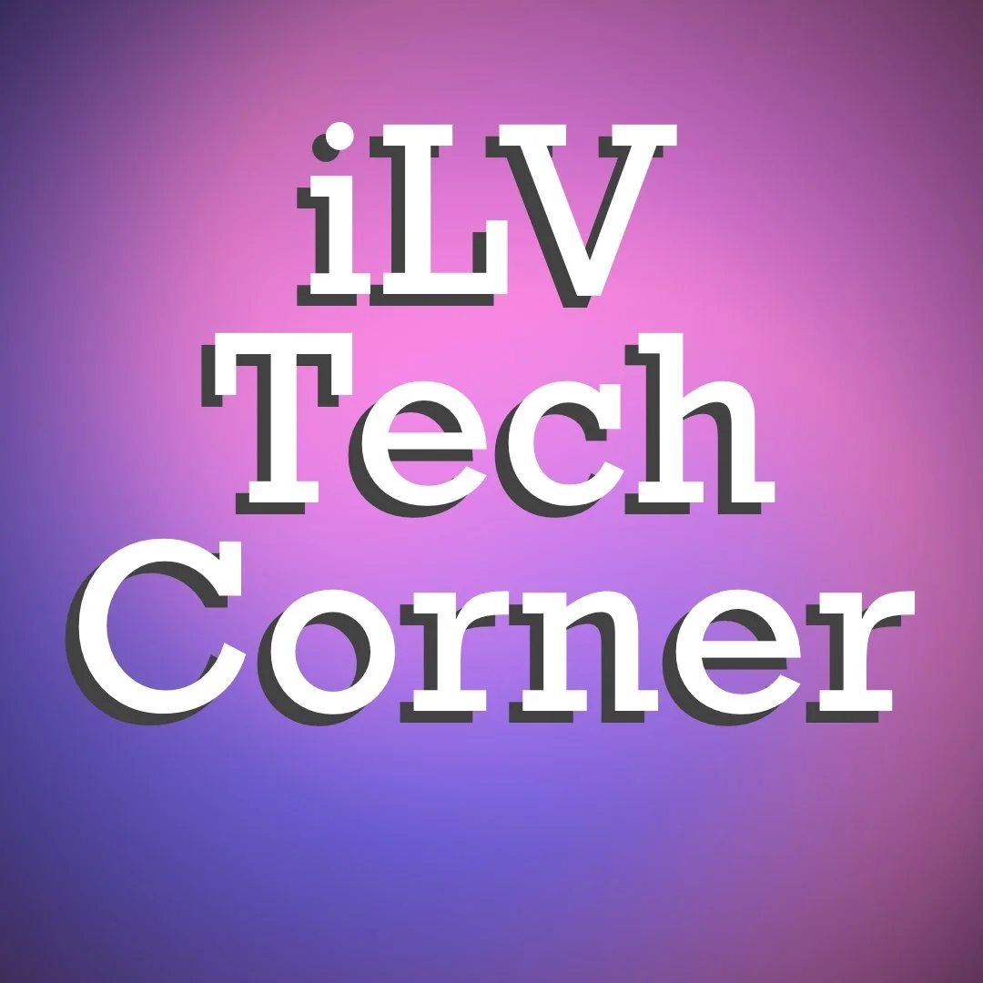 Text that reads 'iLV Tech Corner' on a pink and purple gradient background.