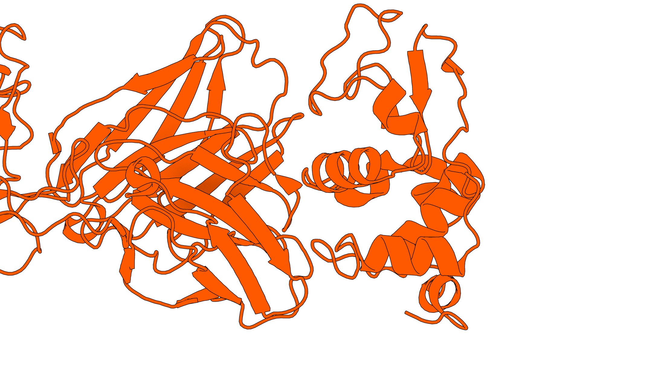 3D visualization of a complex protein structure coloured in orange
