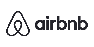 Airbnb logo with black text and a stylized symbol.