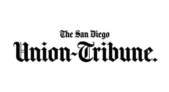 The logo of The San Diego Union-Tribune newspaper in black text on a white background.