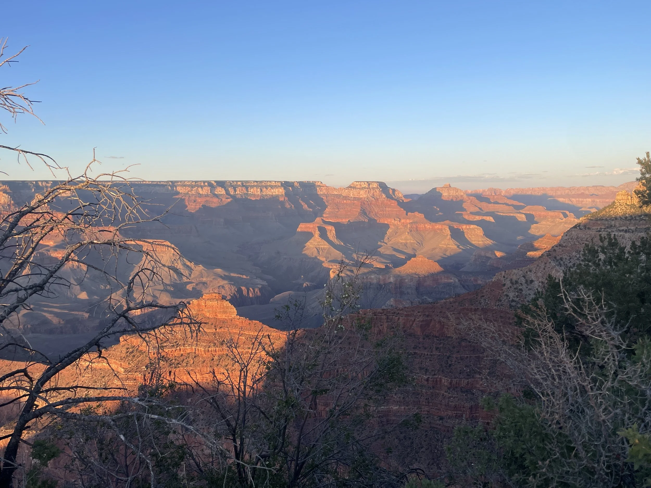 If it wasn't for the occasional passing cloud, I would have thought the view was a giant painted canvas. 
[Grand Canyon, Arizona].