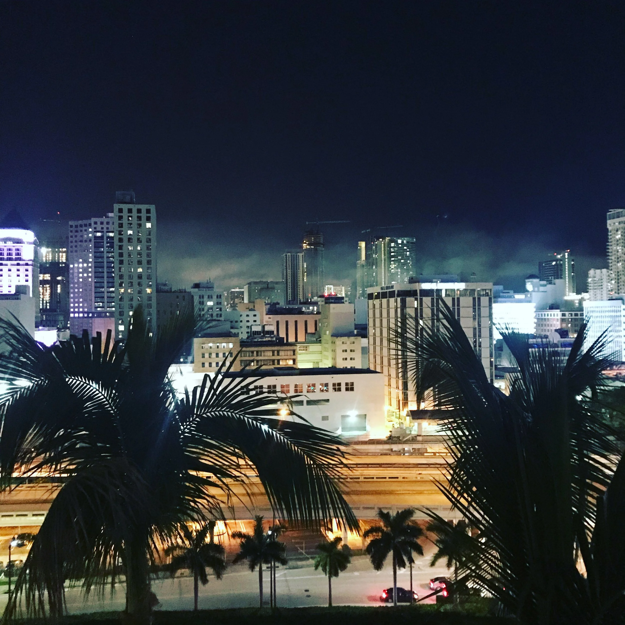 The stillness and low clouds caught the humidity here. [Brickell, Miami].