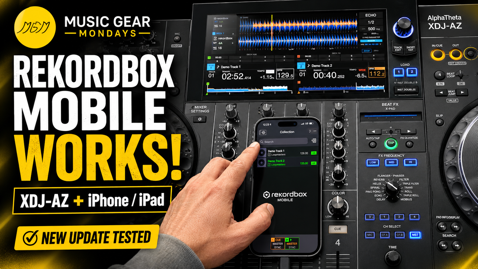 Rekordbox Mobile Works with the AlphaTheta XDJ-AZ on iPhone and iPad