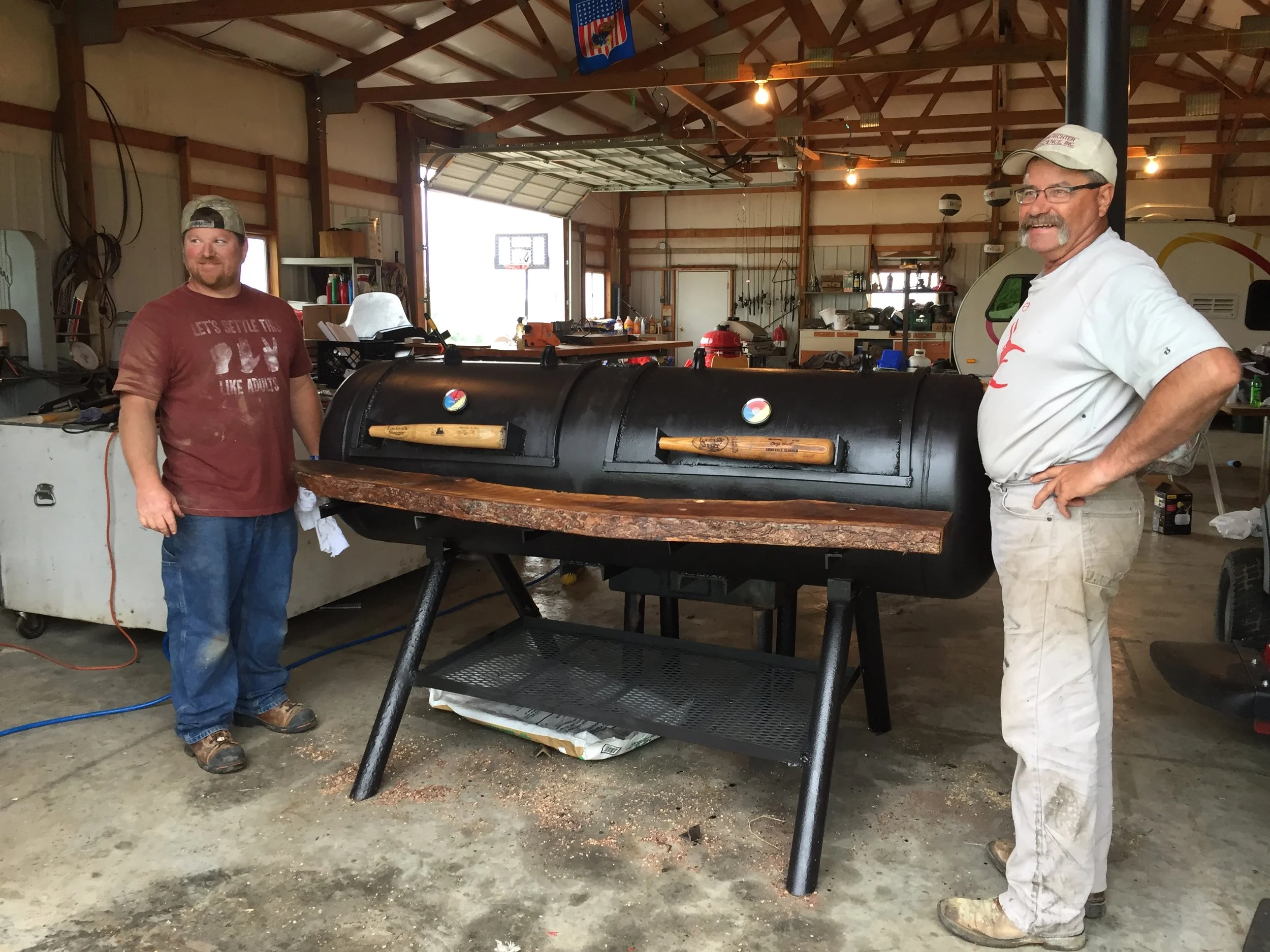 John and Bob with their DIY Propane Tank Smoker