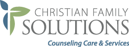 Logo for Christian Family Solutions with a stylized green cross and the text 'Christian Family Solutions Counseling Care & Services'.