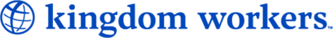 Kingdom Workers logo in blue with a globe icon.
