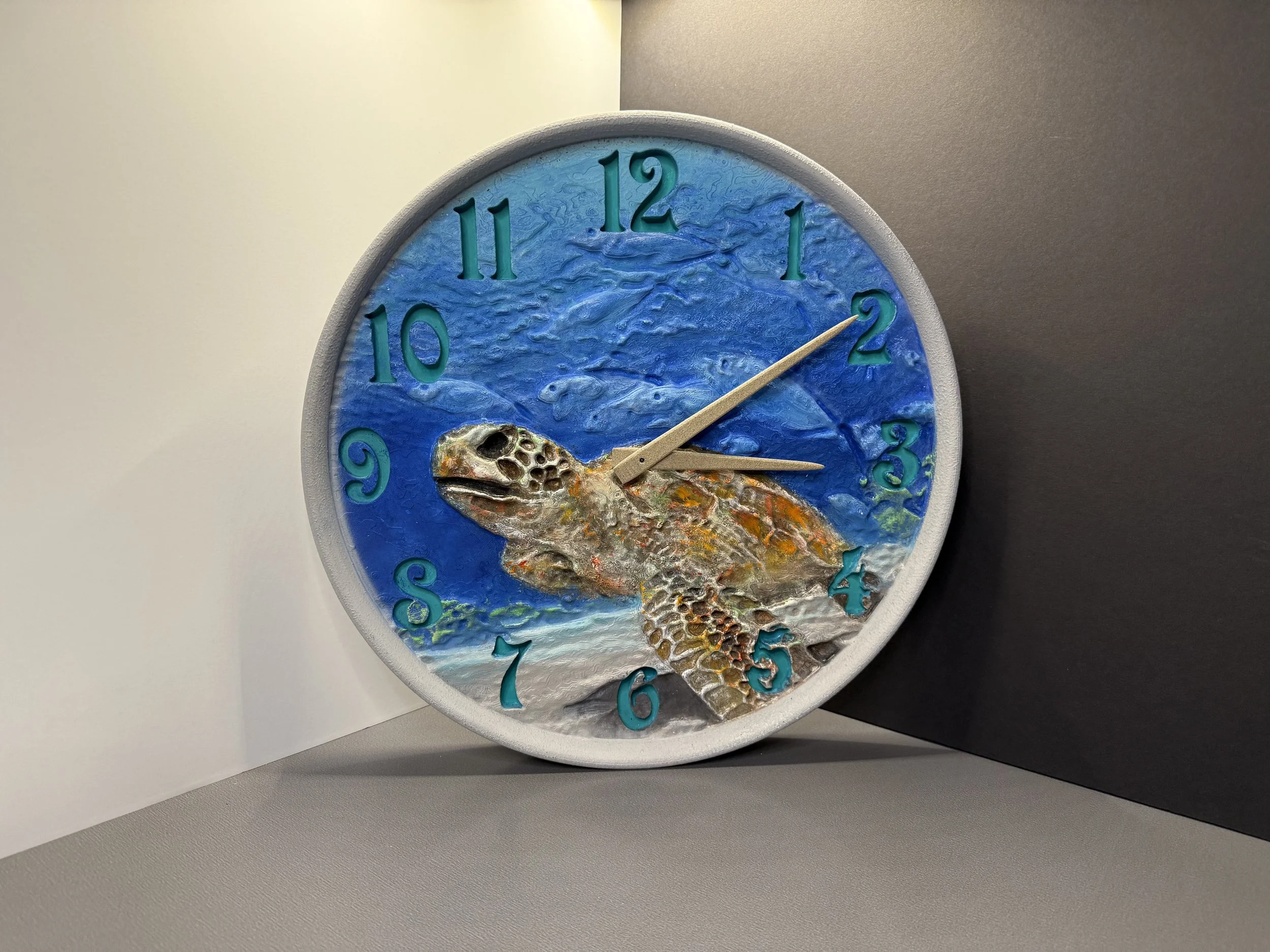Handcrafted 13” Sea Turtle Wall Clock