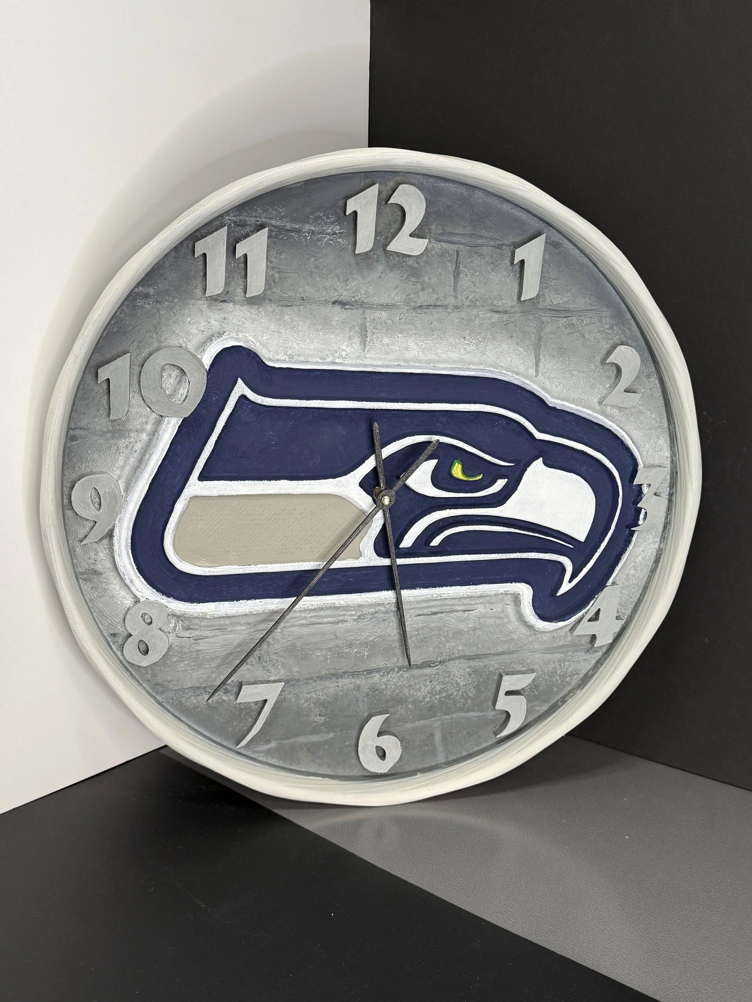 Seattle Seahawks 3D Wall Clock  15 inch Diameter