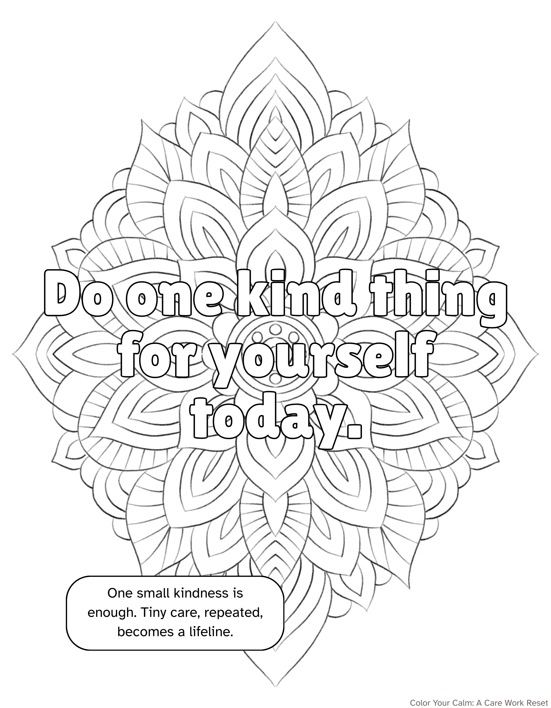 Adult Coloring Sheet: Do one kind thing for yourself today.