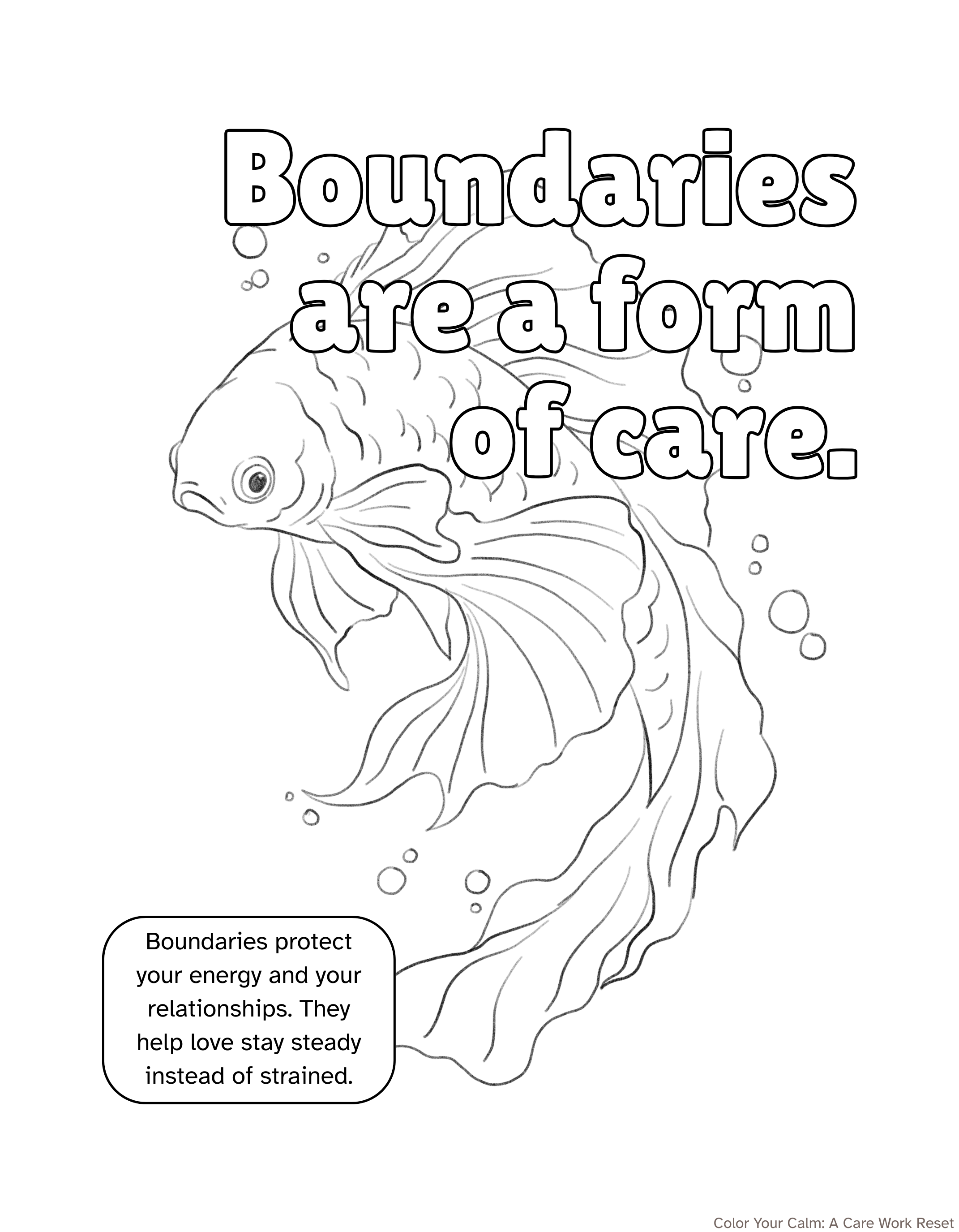 Adult Coloring Sheet: Boundaries are a form of care