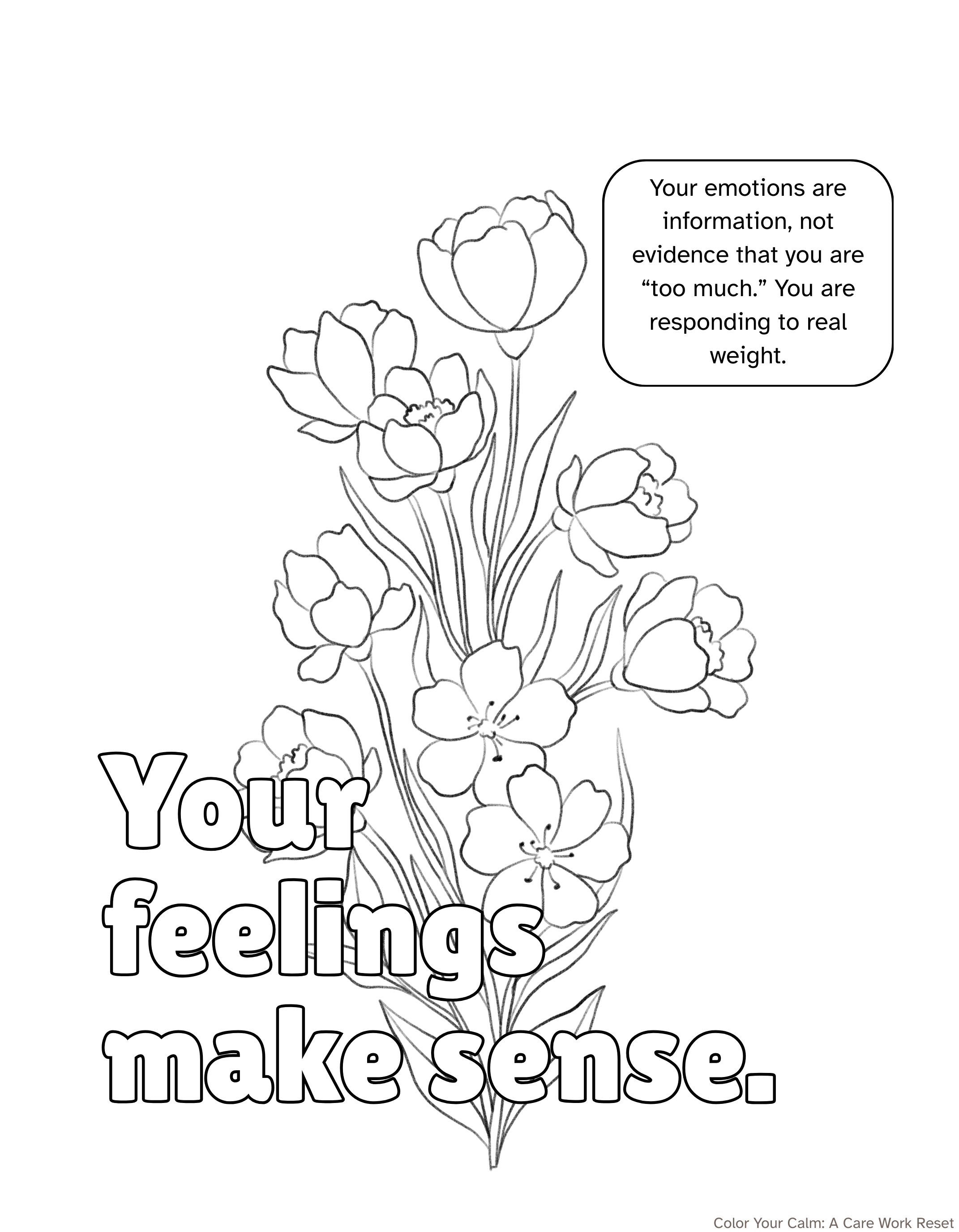 Adult Coloring Sheet: Your feelings make sense.
