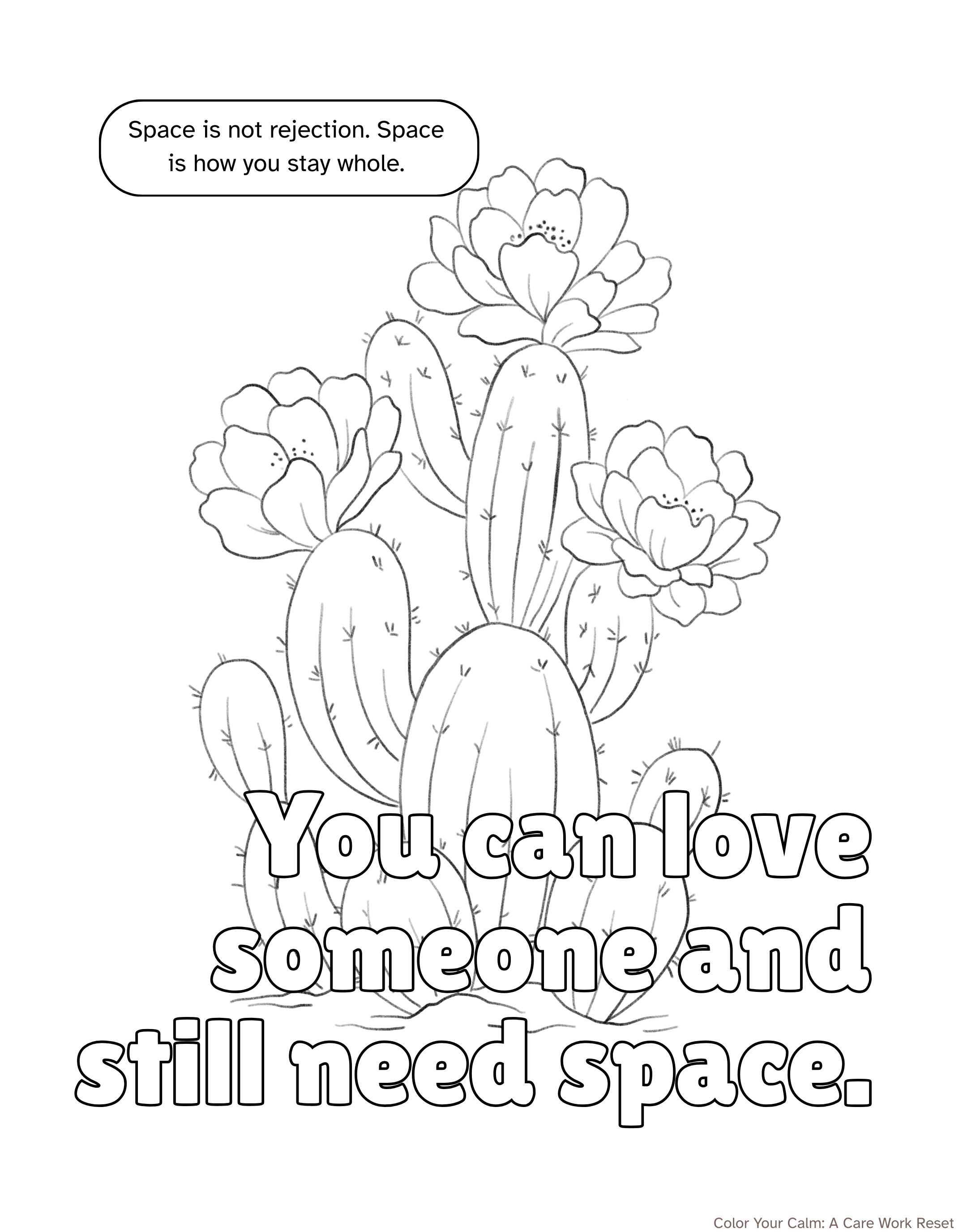 Adult Coloring Sheet: You can love someone and still need space.