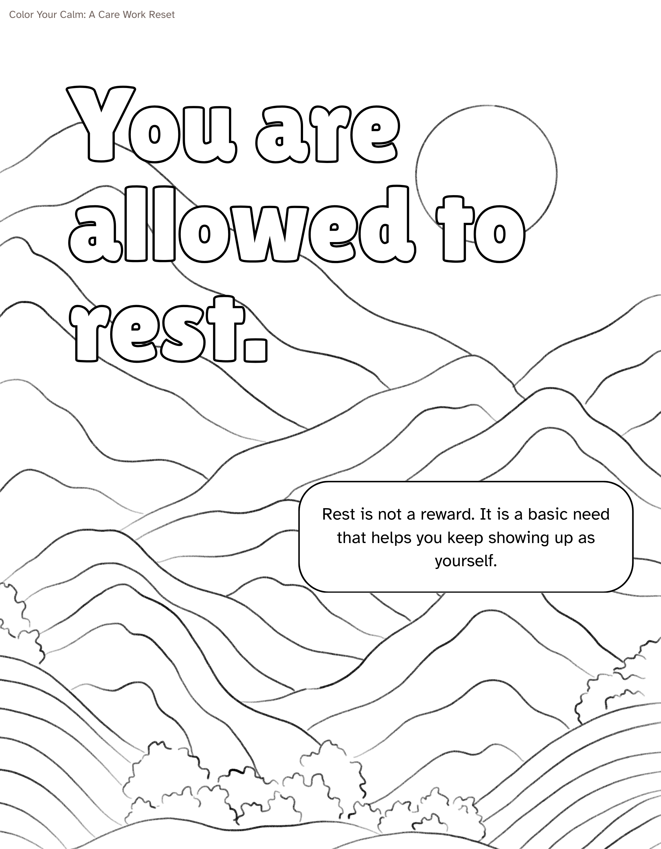 Adult Coloring Sheet: You are allowed to rest.