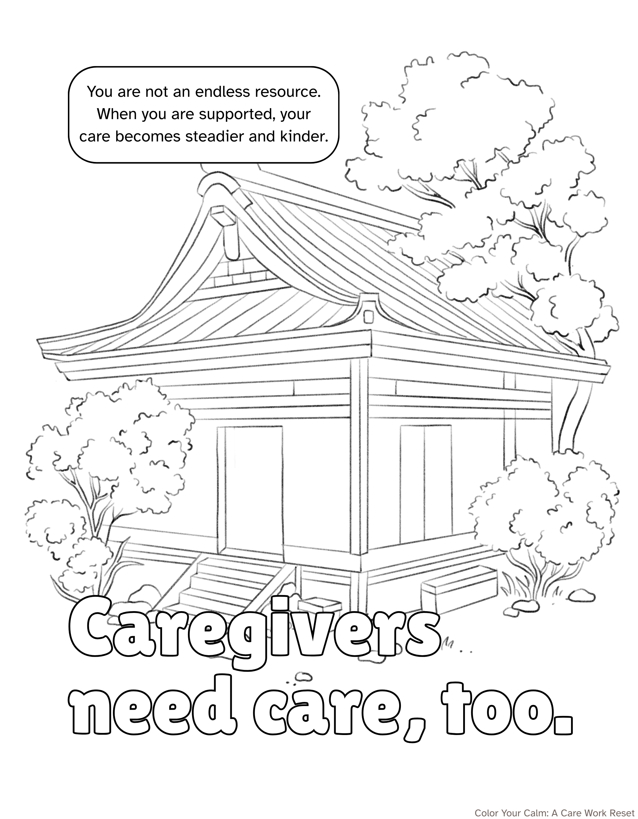 Adult Coloring Sheet: Caregivers need care, too.