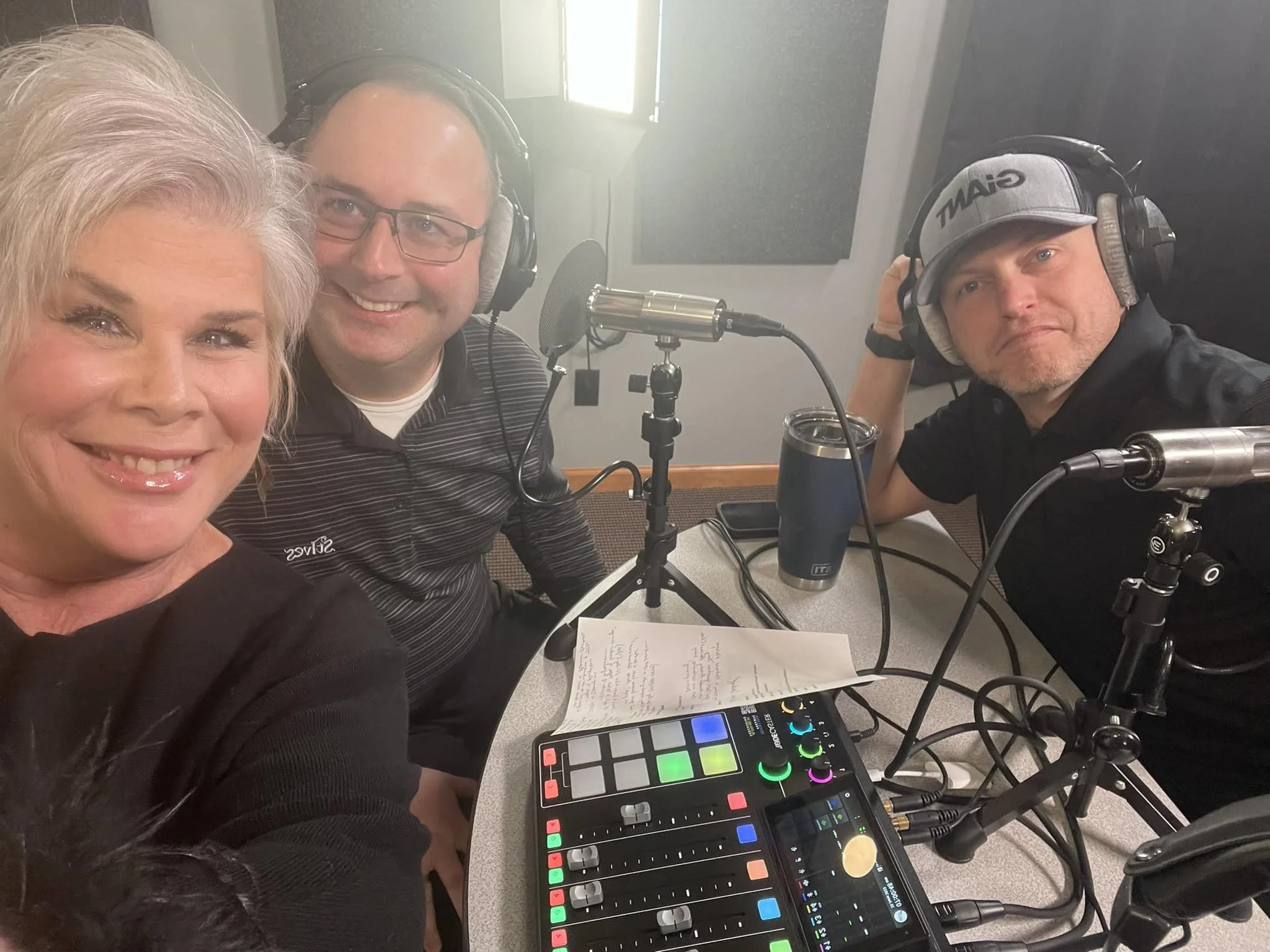 John D Harney featured guest on The Link Podcast sitting in studio with hosts Wendy Rodgers and Chris McClure