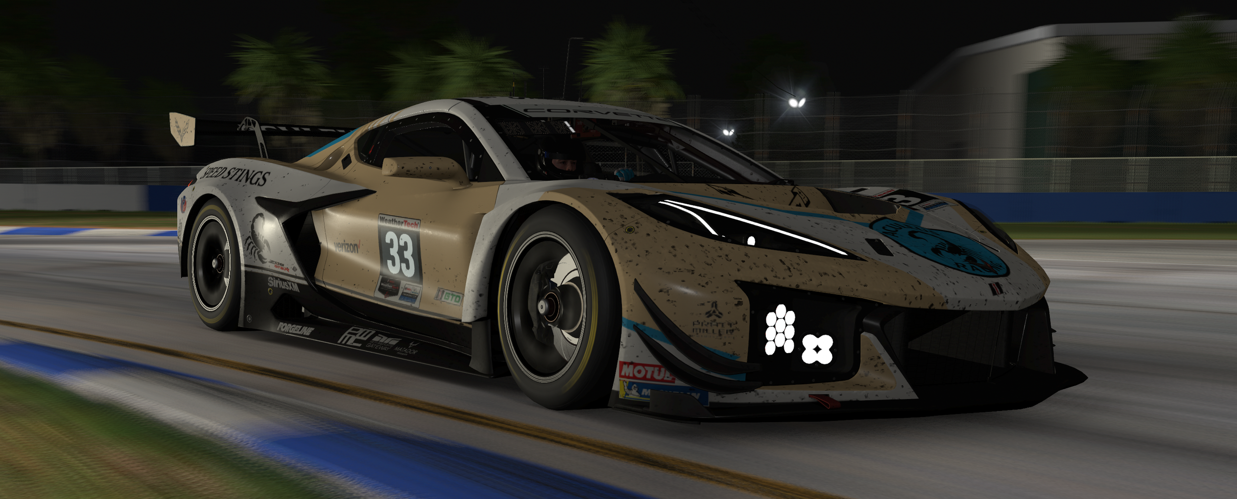 corvette z06 GT3R midrace at Sebring