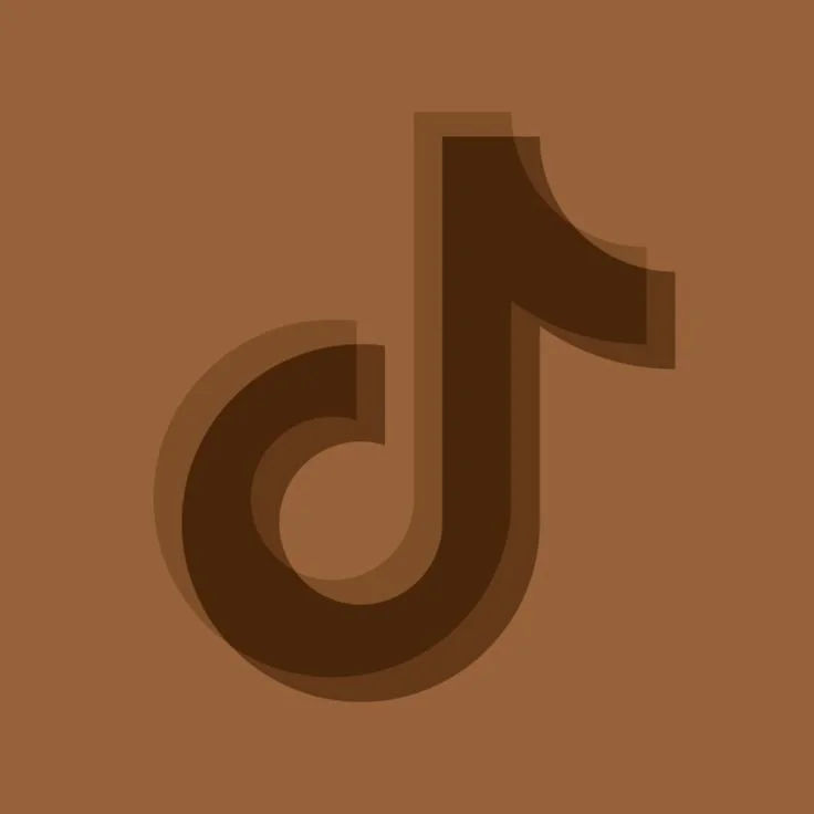 Stylized TikTok logo on a brown background.