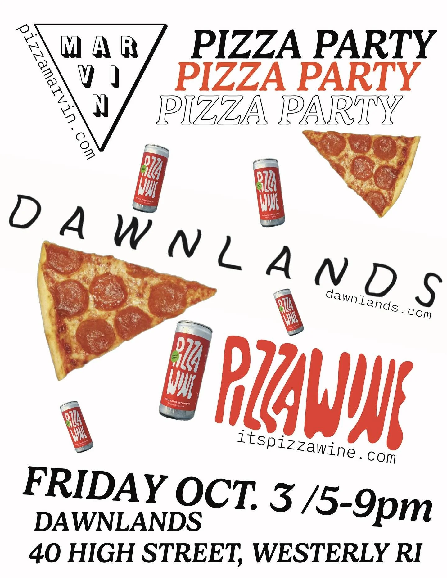 We&rsquo;re hitting the streets again to share some pizza and some wine with you guys! Join us this Friday 10/3 as we set up shop at our favorite South County wine bar/caf&eacute;/venue @dawnlnds from 5-9pm. The Pizza Wine will be flowing and we&rsqu