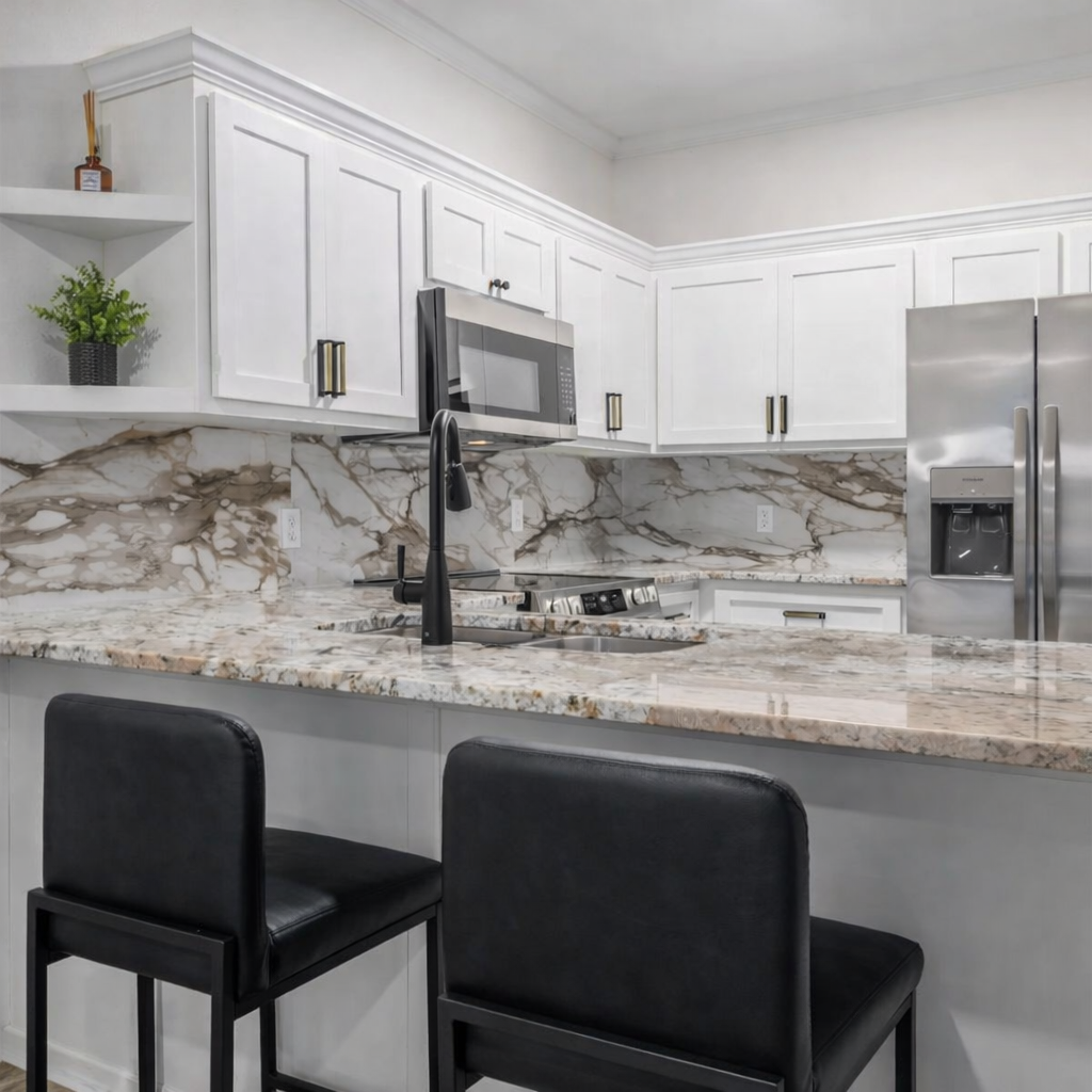 Modern kitchen with granite bar area.png