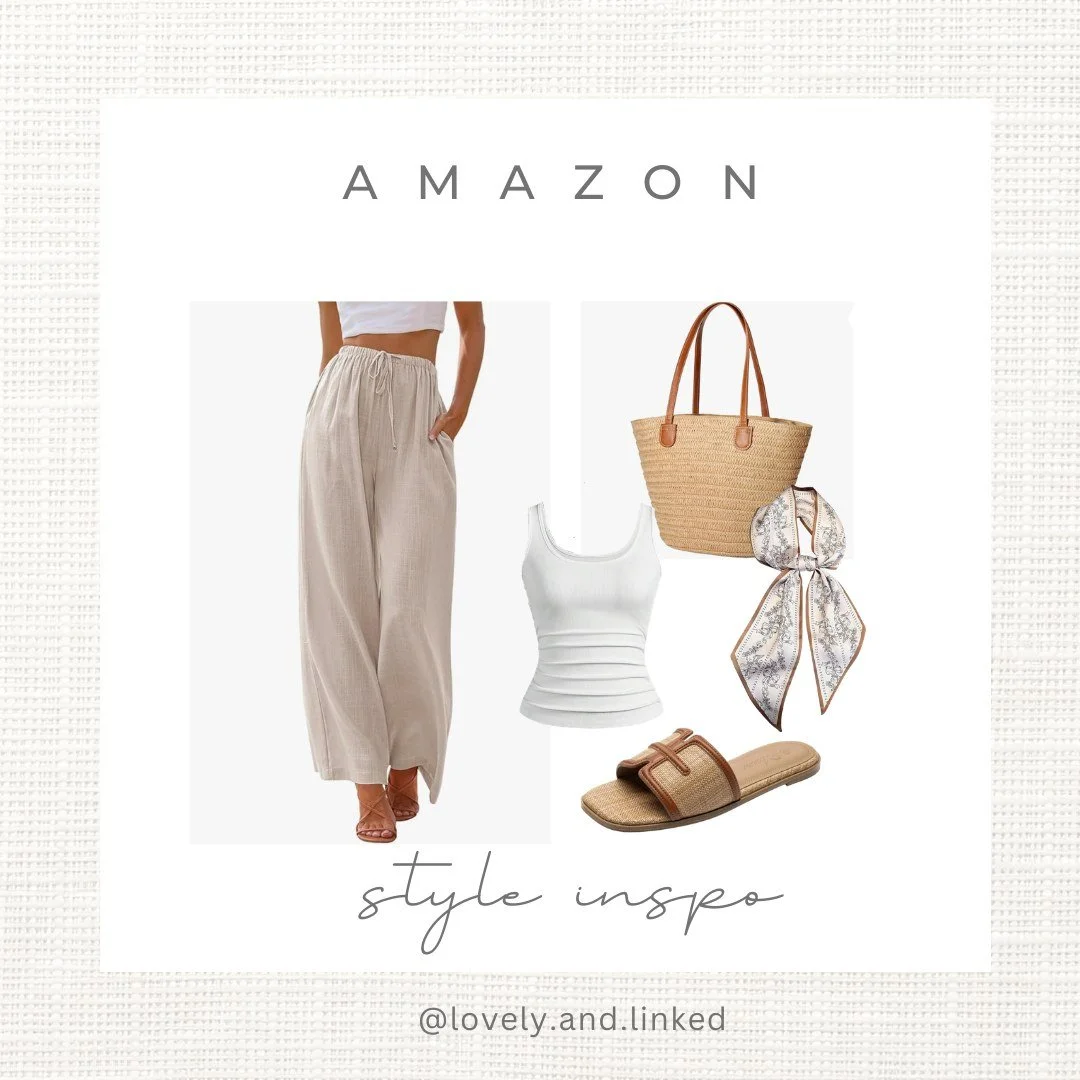 Such a pretty neutral spring or beach combo. These flowy wide leg pants are 43% off, and the sandals drop 40% with promo. Shop my Linktree in bio before the deals disappear. 
#amazonfinds #amazonstyle #amazondeals #springstyle #lovelyandlinked