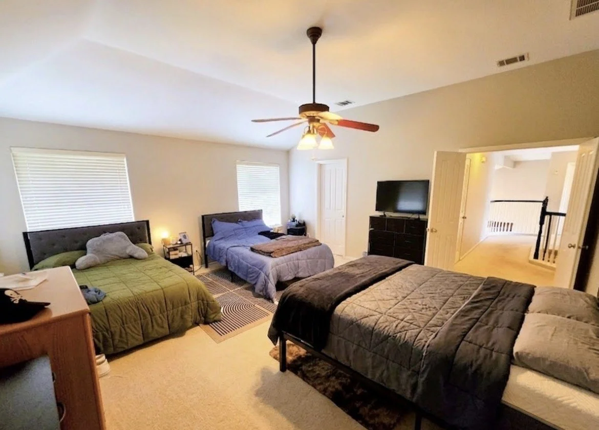 Fireside sober living large bedroom on the second floor with master bathroom and large walk-in closet.