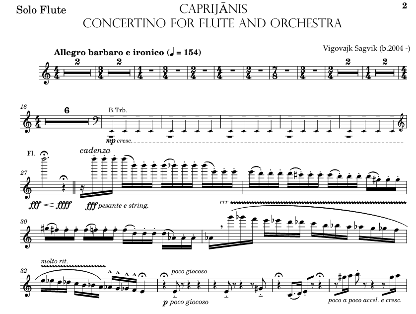 CAPRIJĀNIS - FLUTE PART