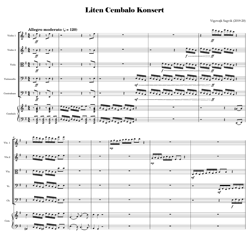 LITEN CEMBALO KONSERT - SCORE