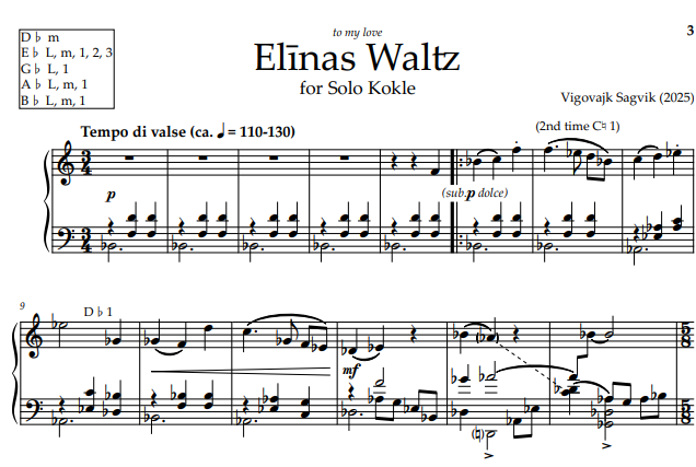 ELĪNAS WALTZ - SCORE