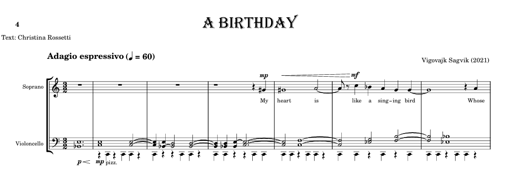 THREE SONG FOR SOPRANO AND CELLO - SCORE