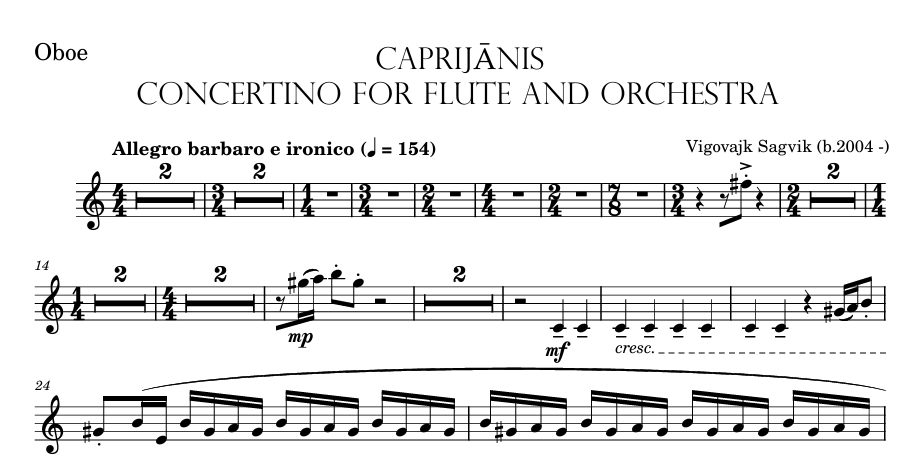 CAPRIJĀNIS - ORCHESTRA PARTS