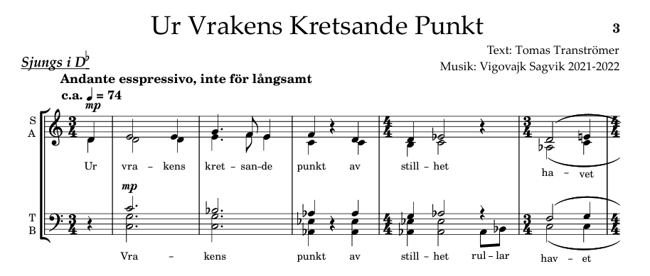 UR VRAKENS KRETSANDE PUNKT - SCORE
