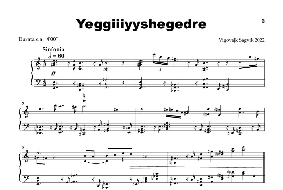 YEGGIIIYYSHEGEDRE - SCORE