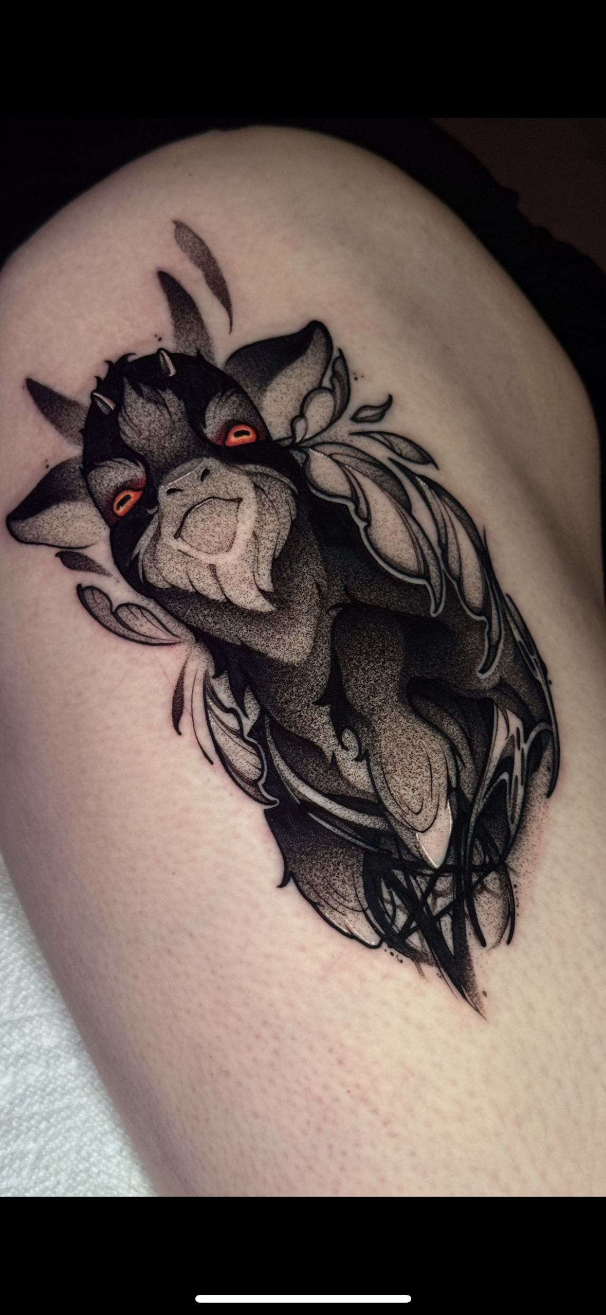 Black and Gray Satanic Goat with Red Eyes