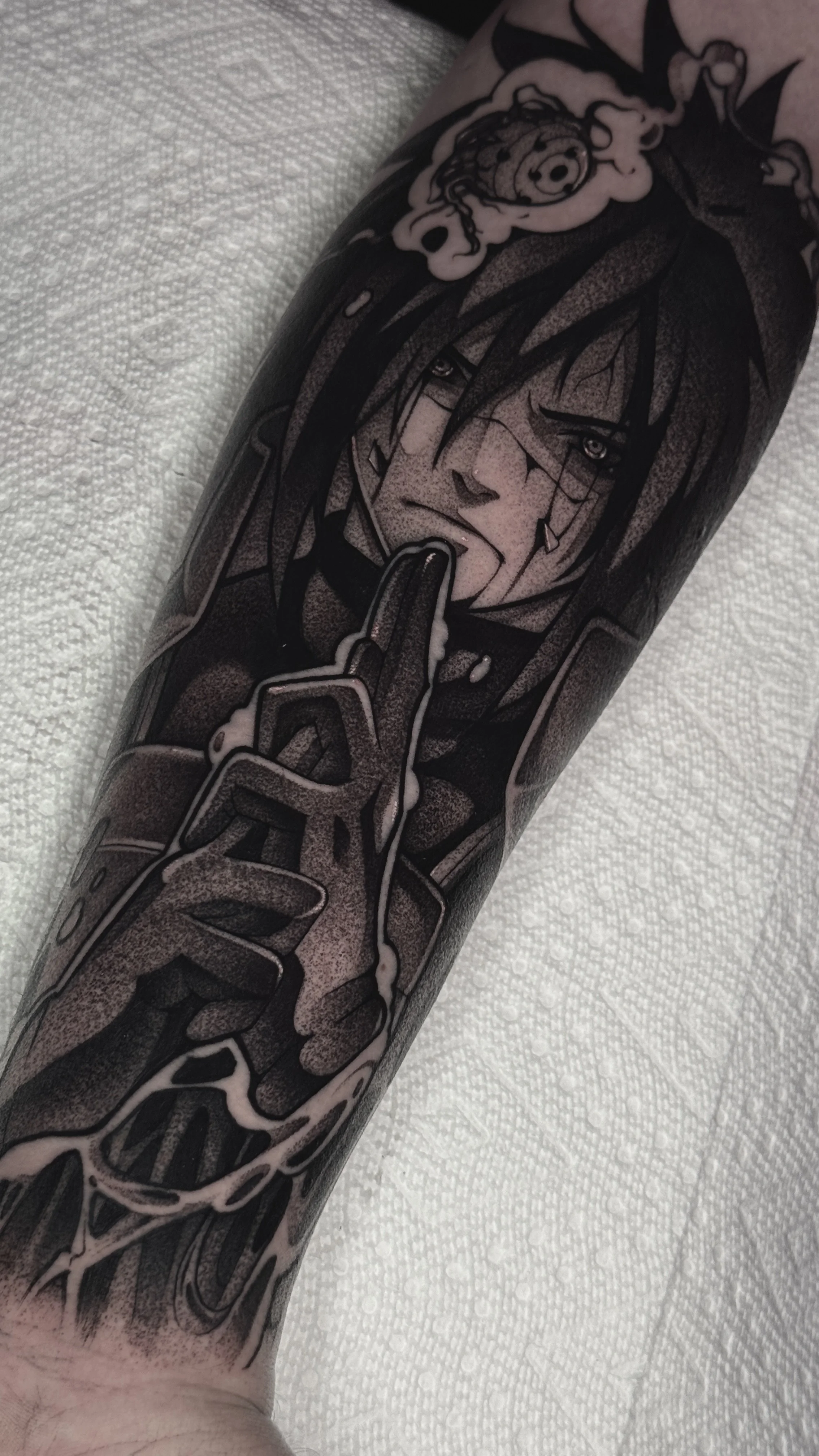 Madara Uchiha Naruto Black and Gray Tattoo