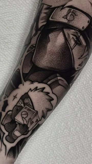 Kakashi Black and Gray Naruto Character with Chibi Kakashi