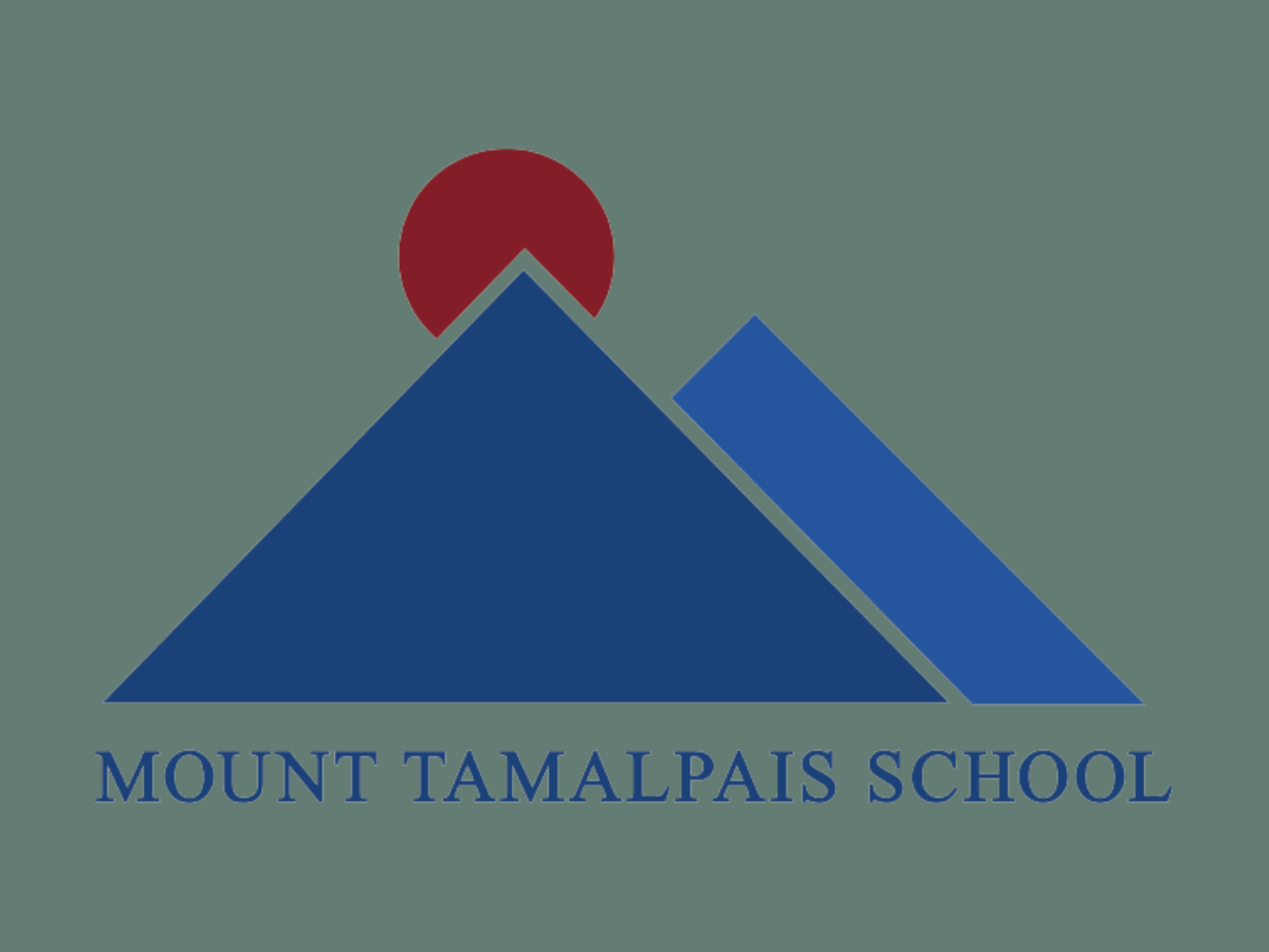 Logo of Mount Tamalpais School featuring stylized mountains with a red sun and the school name underneath.