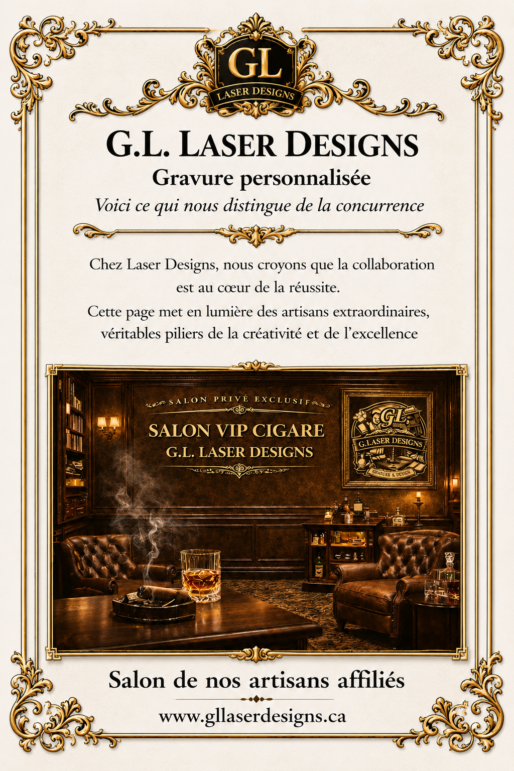 Salon VIP consacré aux artisans affiliés à G.L. Laser Designs