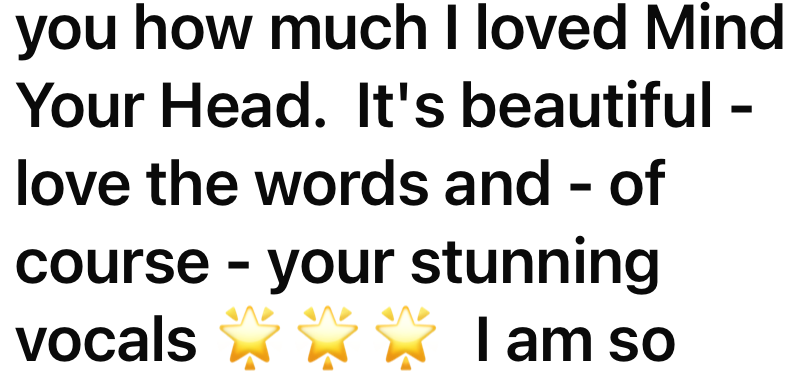 Close-up of a text quote praising the song 'Your Head' by Matchbox Twenty with star emojis.