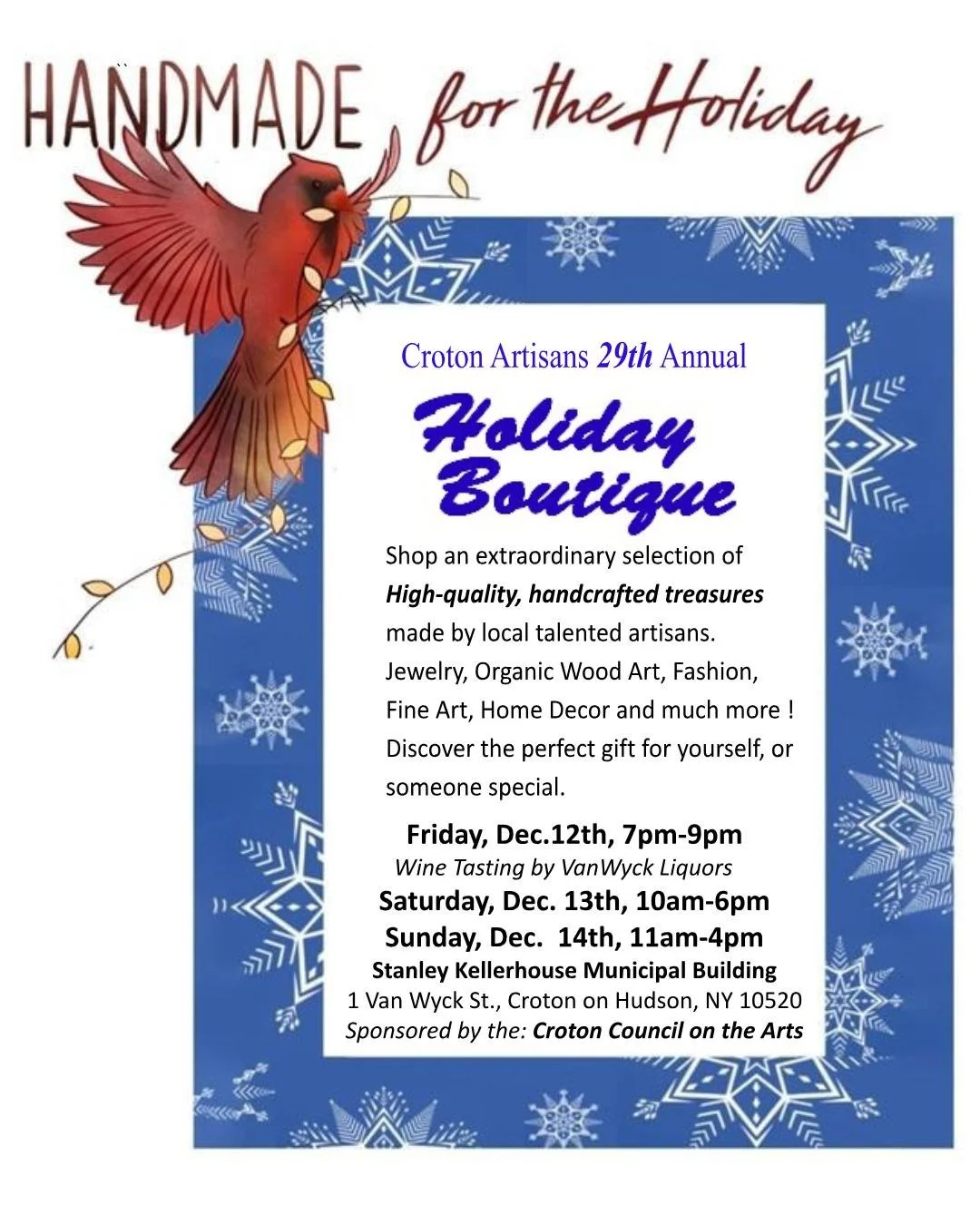 Buy a gift as unique as your loved ones ❤️ The Croton Artisans 29th annual holiday boutique is this weekend in the Municipal Building! Use the free holiday shuttle to check out their weekend market (it stops at the municipal building for ease of acce