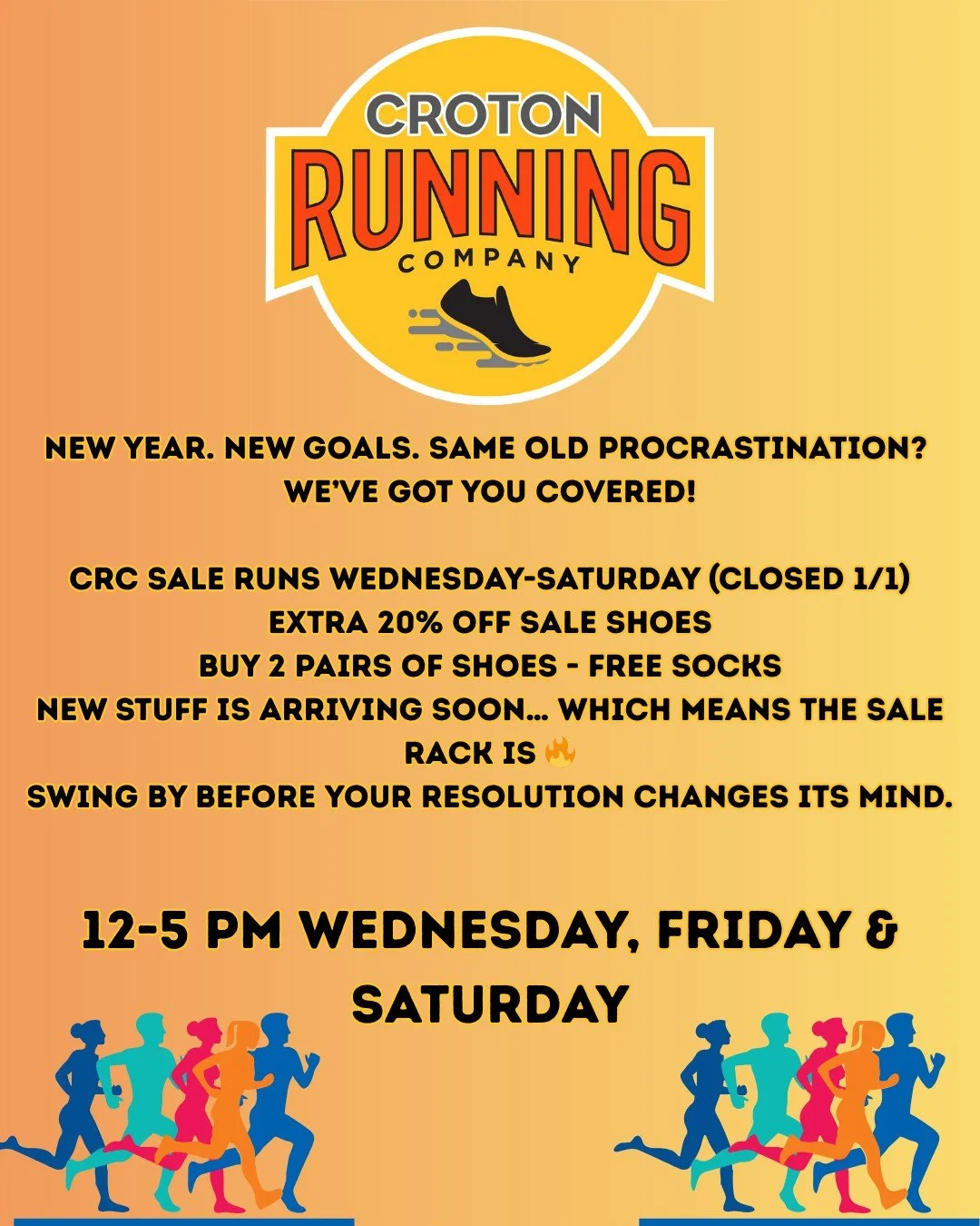 Don't walk, RUN 🏃🏃🏃 Our good friends at the @crotonrunningcompany are having a sale on their fab and fashionable shoes from now 'til Saturday!