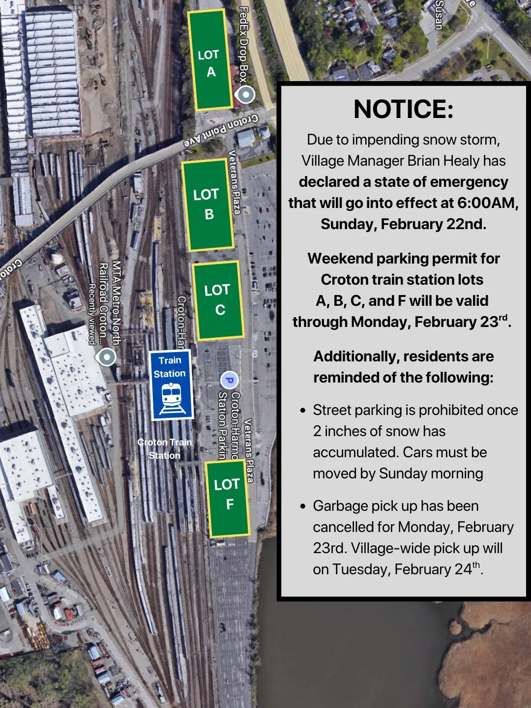The @villageofcroton has issued a State of Emergency for the impending snow! Please make sure to keep warm, salt your walkways, and stay off the roads so DPW can work on the roads to ensure a smoother ride for emergency services. Once the snow settle