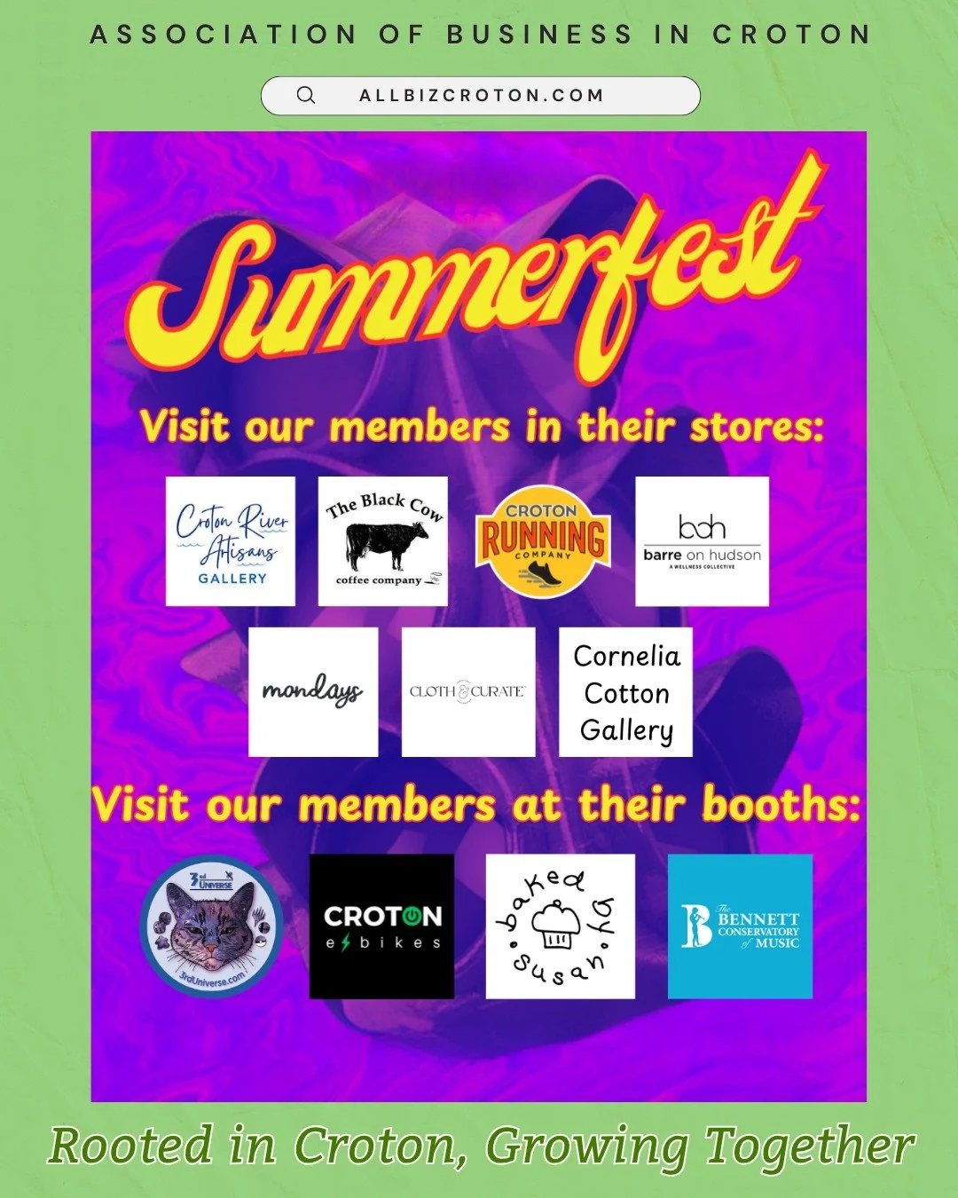 Visit our beautiful village on Sunday, June 7th from 12-6 pm for Summerfest, the annual street fair in the upper village! Check out our member's booths and stores for fun games, delicious food and drinks, and awesome locally-curated gifts and crafts 