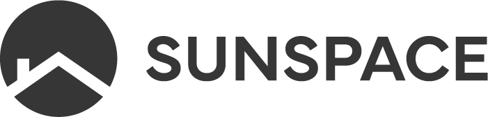 Sunspace logo featuring a stylized sun and mountain graphic
