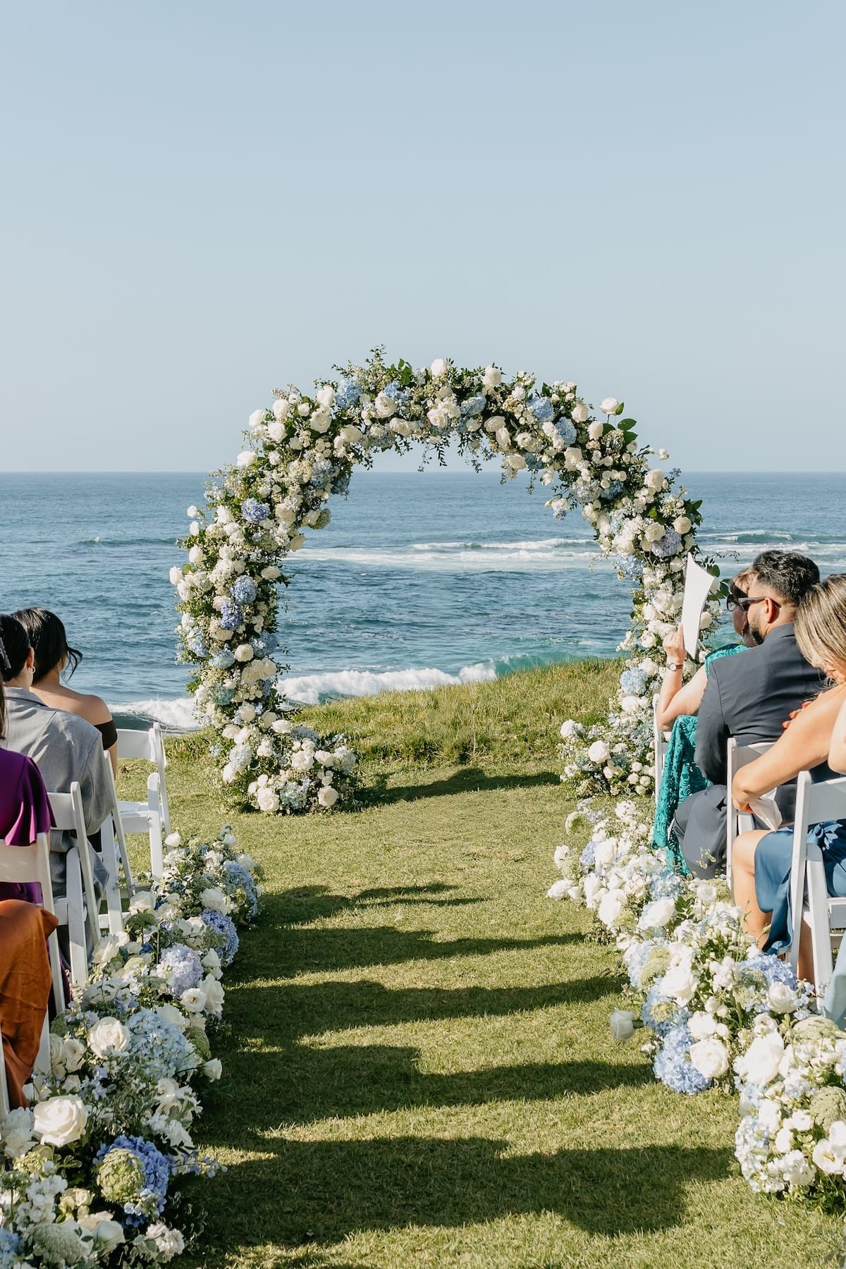 Timeless Blue and White Coastal Wedding Ceremony in La Jolla, California